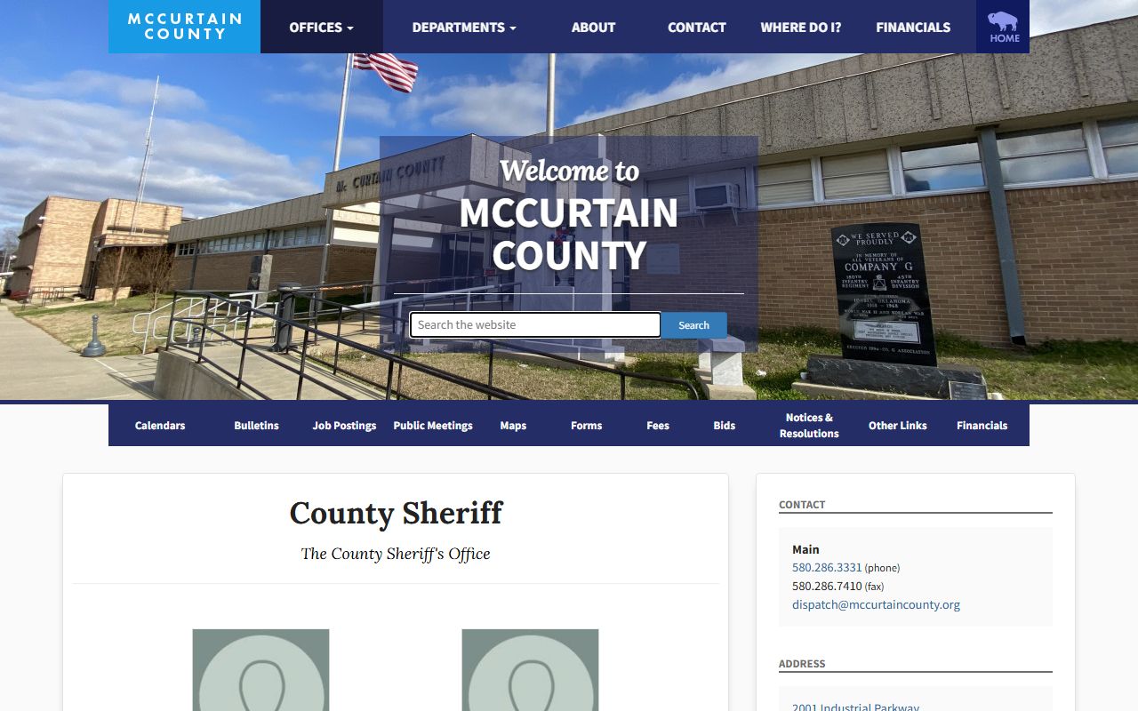 McCurtain County Jail sheriff contact and inmate lookup page